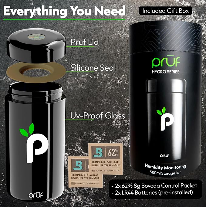 Controlled Environment Airtight Storage Jar with Hygrometer – UV-Protected Glass Container for Coffee Beans, Tea, Spices &