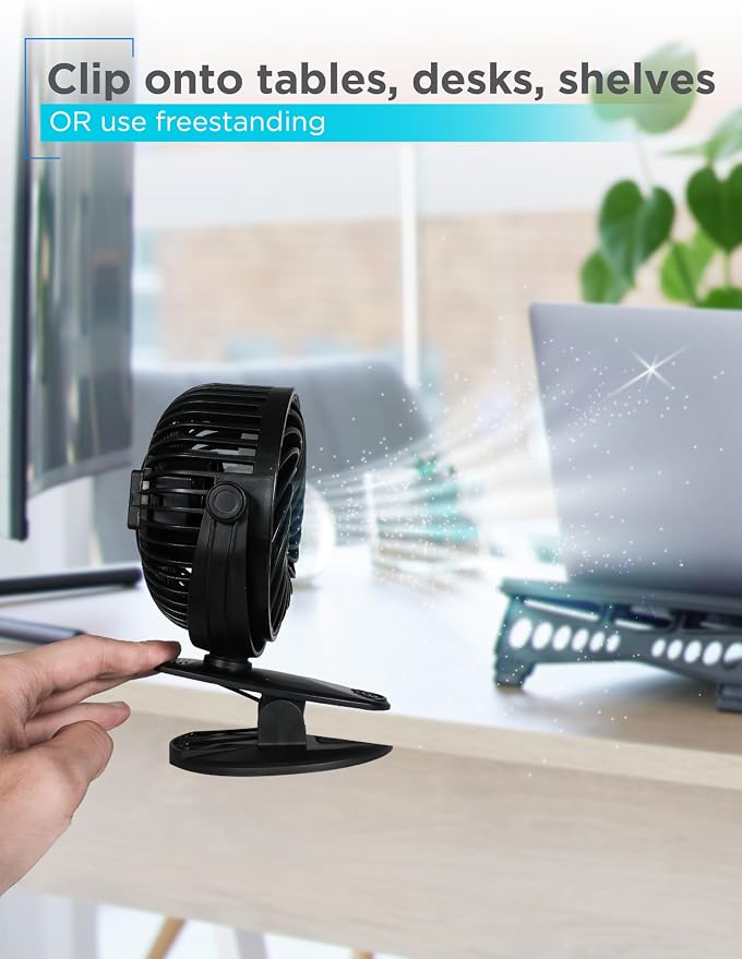 Convertible Cooling Fan - Portable Tabletop and Standing Fan for Home or Office, 4" with 3 Speed Settings and Adjustable Tilt