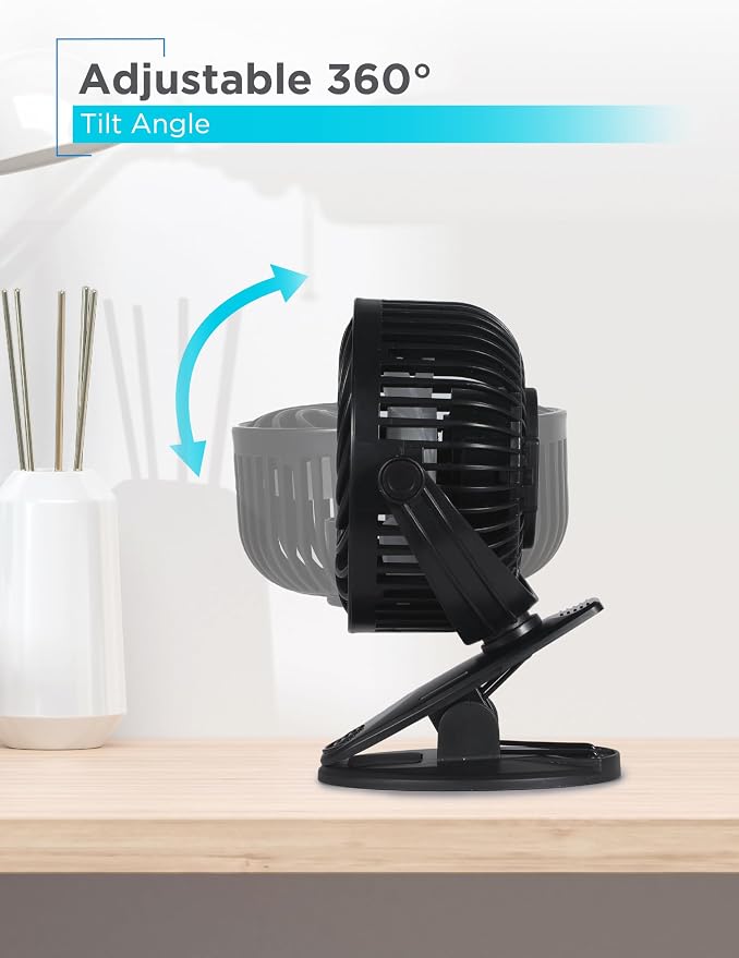 Convertible Cooling Fan - Portable Tabletop and Standing Fan for Home or Office, 4" with 3 Speed Settings and Adjustable Tilt