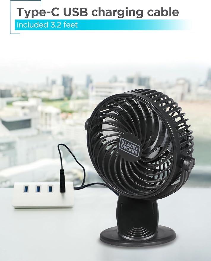 Convertible Cooling Fan - Portable Tabletop and Standing Fan for Home or Office, 4" with 3 Speed Settings and Adjustable Tilt