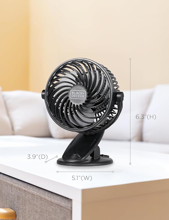 Convertible Cooling Fan - Portable Tabletop and Standing Fan for Home or Office, 4" with 3 Speed Settings and Adjustable Tilt
