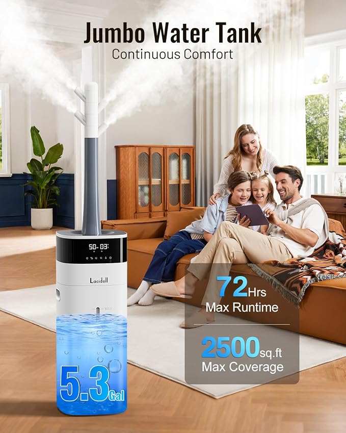 Cool and Warm Mist Humidifier Large Room, 5.3Gal/20L Humidifiers for Home 2500 sq ft, alternate product view 4