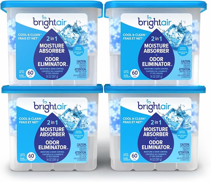 Cool & Clean, 2-in-1 Moisture Absorber & Odor Eliminator, Case of 4, Lasts up to 60 Days Each, product image