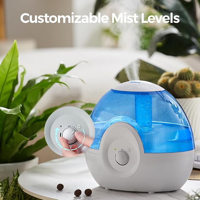 Cool Mist 2.2L Humidifiers for Bedroom, 28dB Whisper-Quiet Ultrasonic Humidifier, Easy to Clean Home Humidifier, Auto