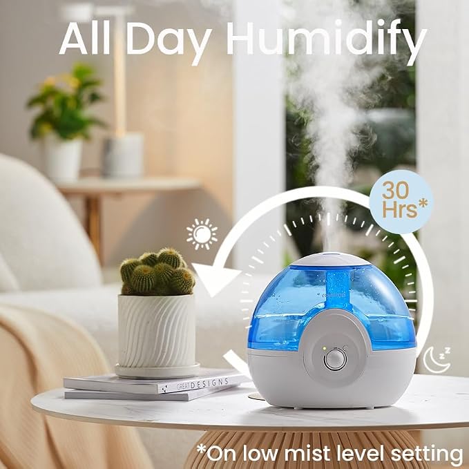 Cool Mist 2.2L Humidifiers for Bedroom, 28dB Whisper-Quiet Ultrasonic Humidifier, Easy to Clean Home Humidifier, Auto