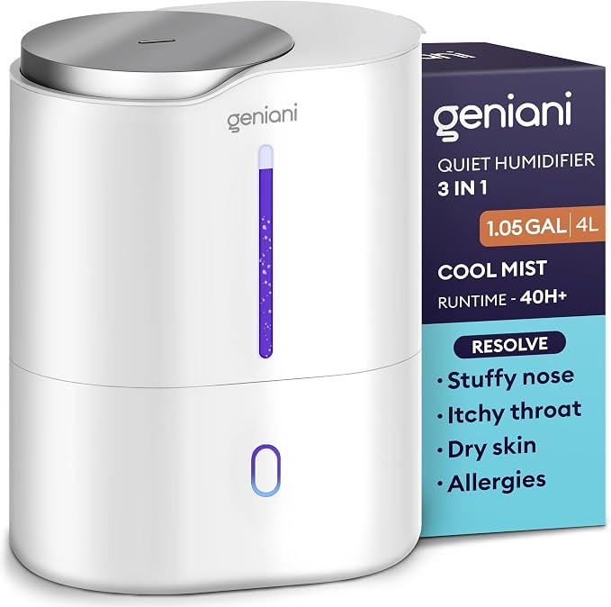 Cool Mist Air Humidifiers for Bedroom, Plants, and Large Rooms - Quiet Humidifiers for Baby Room with Auto Shut Off & Night