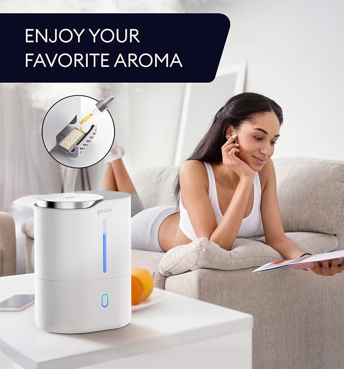 Cool Mist Air Humidifiers for Bedroom, Plants, and Large Rooms - Quiet Humidifiers for Baby Room with Auto Shut Off & Night