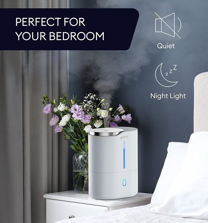 Cool Mist Air Humidifiers for Bedroom, Plants, and Large Rooms - Quiet Humidifiers for Baby Room with Auto Shut Off & Night