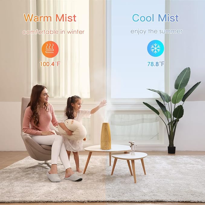 Cool Mist Humidifier, Warm and Cool Mist Humidifier for Home/Bedroom with Remote Control Smart Air Humidifier for, alternate