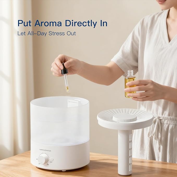Cool Mist Humidifiers for Babies, Bedroom, Nursery, Home and Office | Super Quiet Ultrasonic Vaporizer, Large Top-Refill