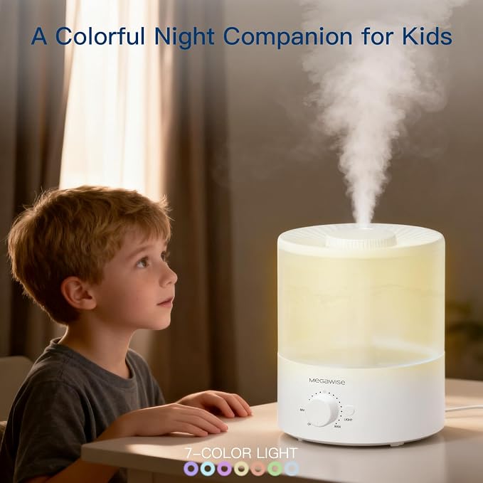 Cool Mist Humidifiers for Babies, Bedroom, Nursery, Home and Office | Super Quiet Ultrasonic Vaporizer, Large Top-Refill
