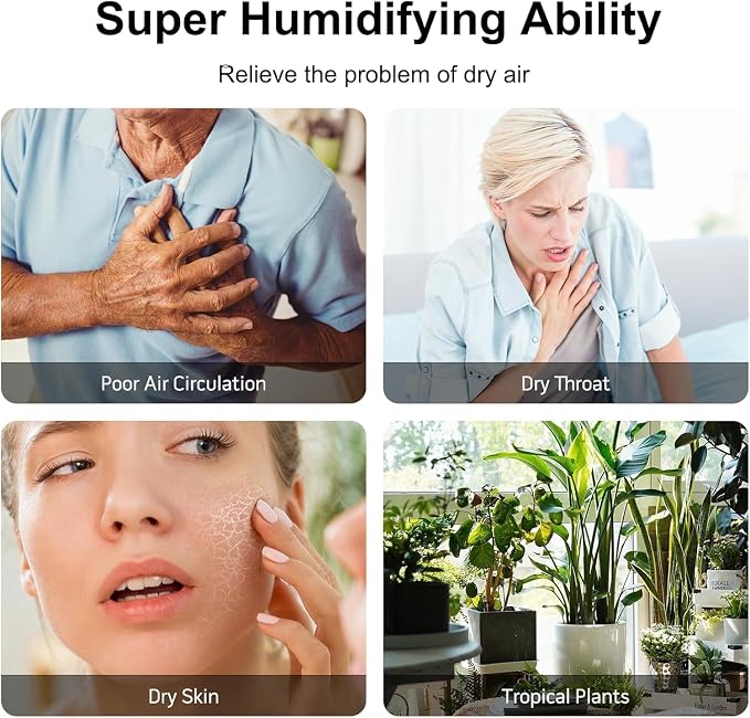Cool Mist Ultrasonic Humidifier, Adjustable Mist Control, Quiet Operation, With a 6L top-fill tank and 50-hour