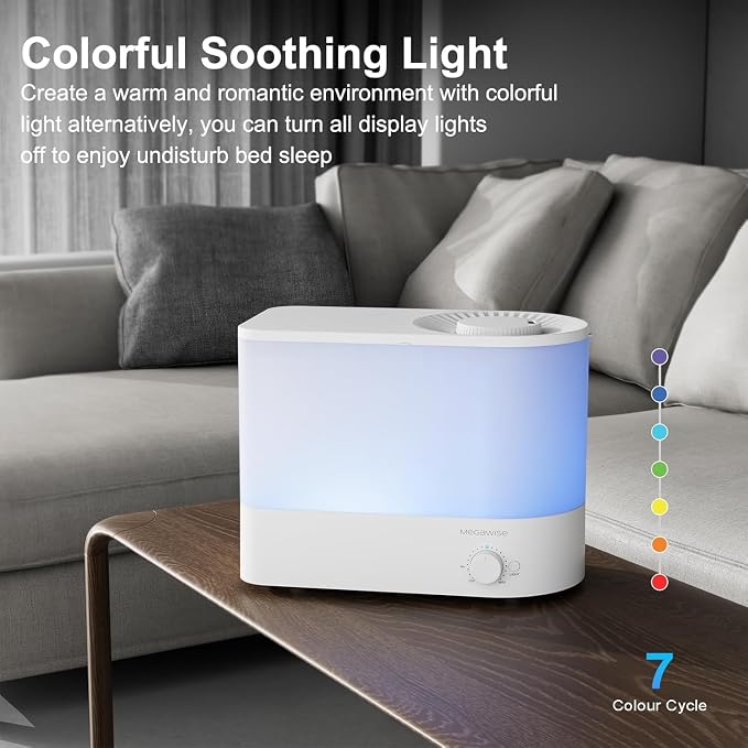 Cool Mist Ultrasonic Humidifier, Adjustable Mist Control, Quiet Operation, With a 6L top-fill tank and 50-hour
