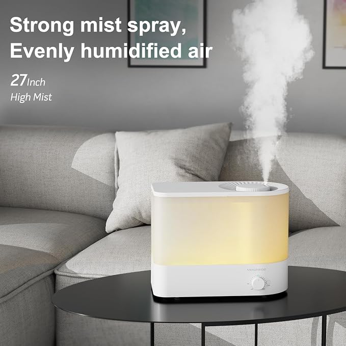 Cool Mist Ultrasonic Humidifier, Adjustable Mist Control, Quiet Operation, With a 6L top-fill tank and 50-hour