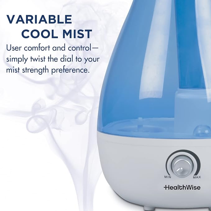 Cool Mist Ultrasonic Humidifier | For Medium Size Rooms | No Filter Required | 24 Hour Run Time, Blue, 2.6L, alternate