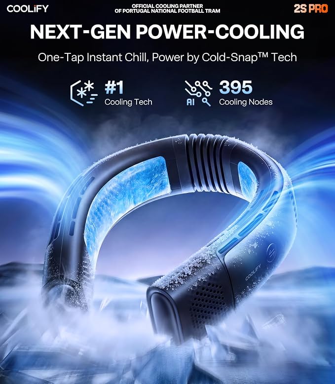 Coolify 2026 Neck Air Conditioner 2S PRO, Ice-Feel Semiconductor Cooling Neck Cooler & Personal Air Conditioner for Golf