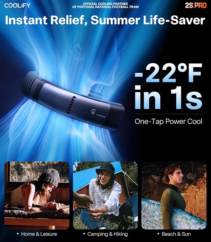 Coolify 2026 Neck Air Conditioner 2S PRO, Ice-Feel Semiconductor Cooling Neck Cooler & Personal Air Conditioner for Golf
