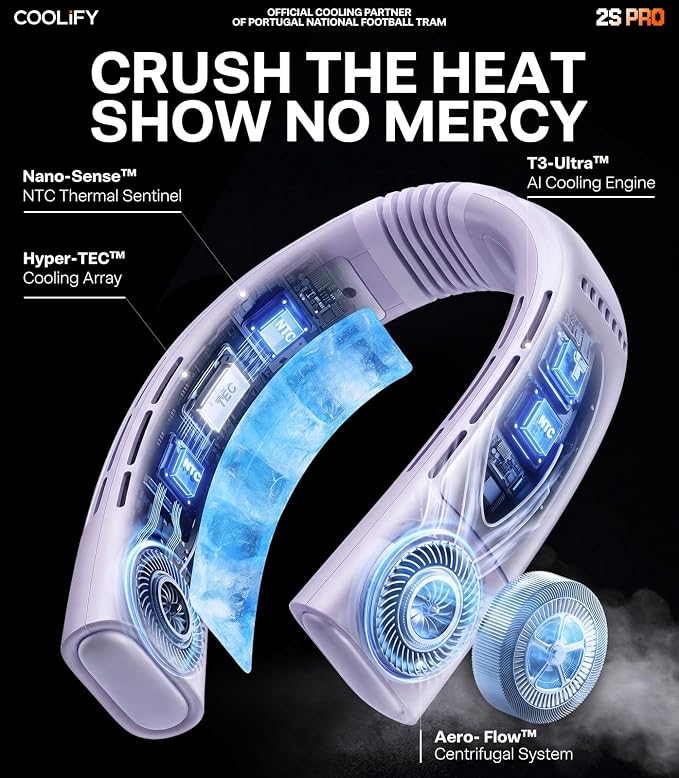 Coolify 2026 Neck Air Conditioner 2S PRO, Ice-Feel Semiconductor Cooling Neck Cooler & Personal Air Conditioner for Golf