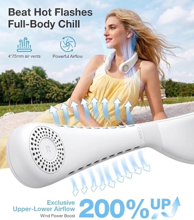 COOLiFY Air 2026 Upgraded Neck Fan Air Conditioner, Dual-Airflow Pro Cooling, Ultra Light Portable Fan Rechargeable, Personal