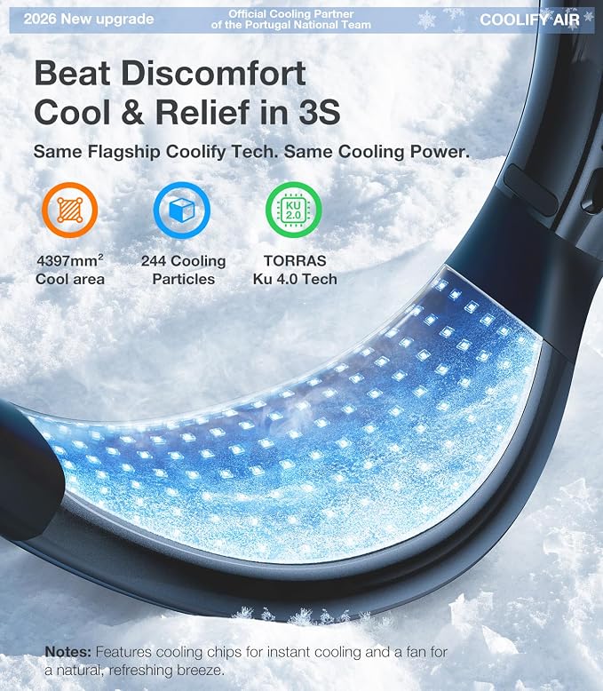 COOLiFY Air 2026 Upgraded Neck Fan Air Conditioner, Dual-Airflow Pro Cooling, Ultra Light Portable Fan Rechargeable