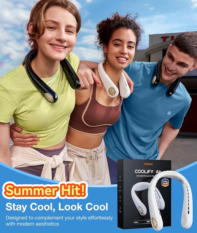 COOLiFY Air Neck Fan Air Conditioner, 3D Airflow, Light Portable Fan Rechargeable, Personal Cooling Fan Travel Essentials