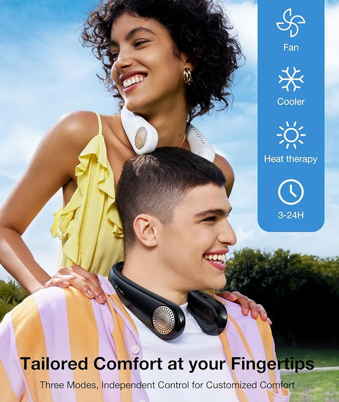 COOLiFY Air Neck Fan Air Conditioner, 3D Airflow, Light Portable Fan Rechargeable, Personal Cooling Fan Travel Essentials