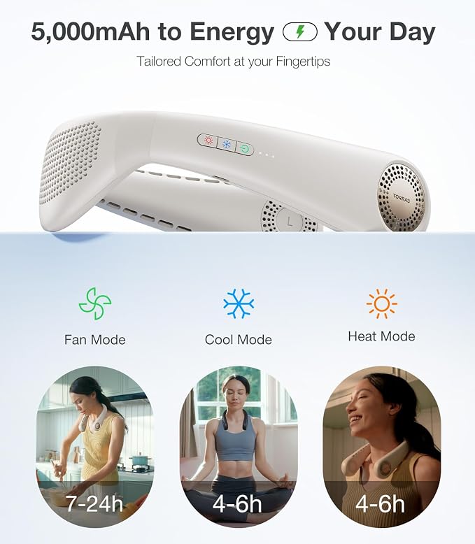 COOLiFY Air Neck Fan Air Conditioner, 3D Airflow, Light Portable Fan Rechargeable, Personal Cooling Fan Travel Essentials