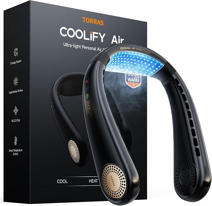 COOLiFY Air Neck Fan Air Conditioner, 3D Airflow, Light Portable Fan Rechargeable, Personal Cooling Fan Travel Essentials