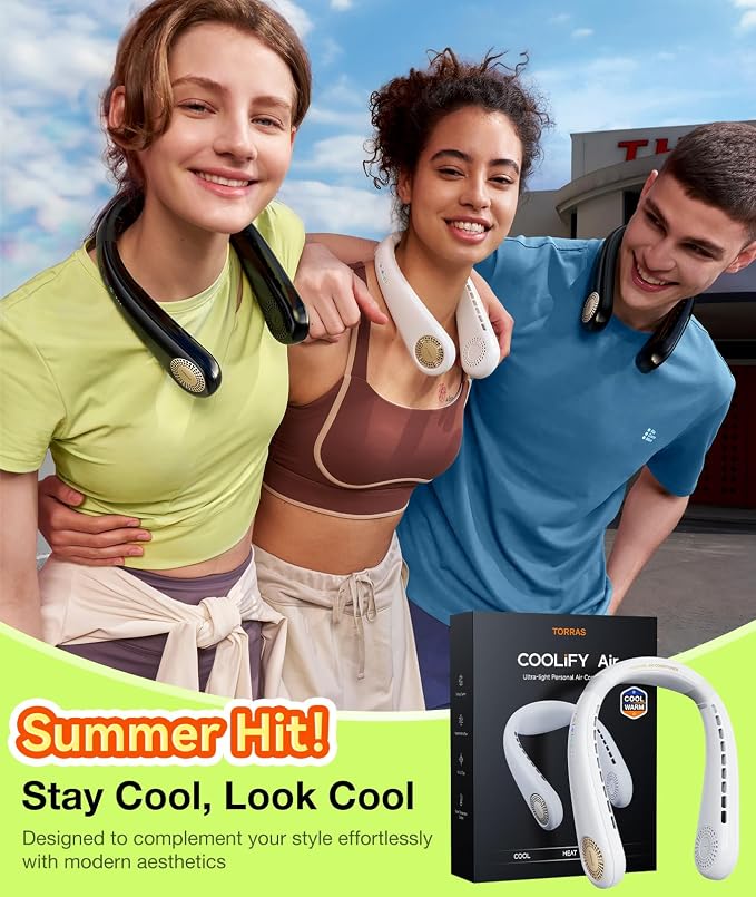 COOLiFY Air Neck Fan Air Conditioner, 3D Airflow, Light Portable Fan Rechargeable, Personal Cooling Fan Travel Essentials