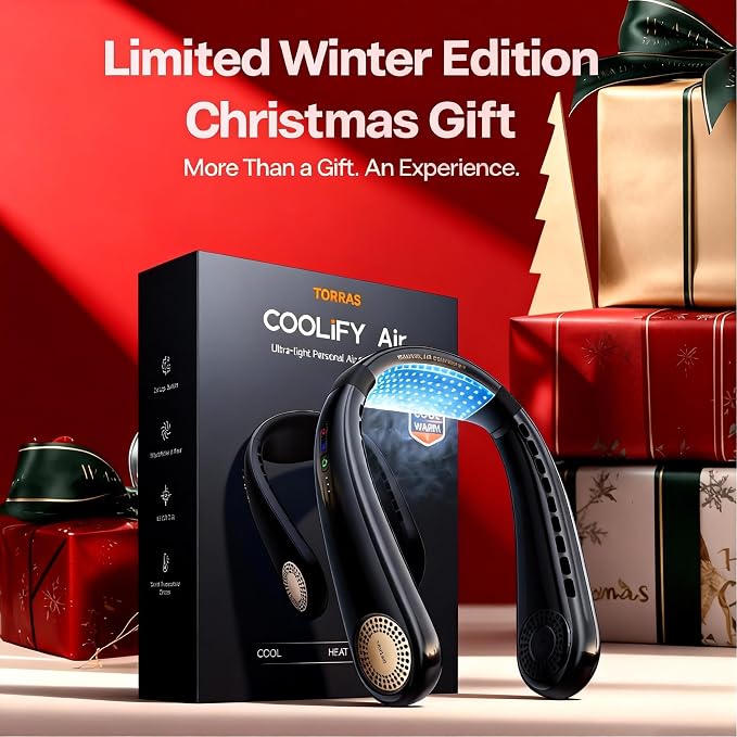 COOLiFY Air Neck Fan Air Conditioner, 3D Airflow, Light Portable Fan Rechargeable, Personal Cooling Fan Travel Essentials