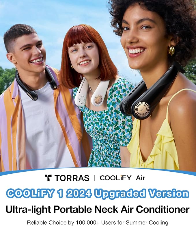 COOLiFY Air Upgraded Neck Fan Air Conditioner, Upper-Lower Airflow, 5000 Mah Light Portable Fan Rechargeable, alternate