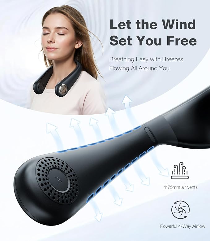 COOLiFY Air Upgraded Neck Fan Air Conditioner, Upper-Lower Airflow, 5000 Mah Light Portable Fan Rechargeable, alternate