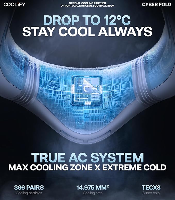 COOLiFY Cyber Fold AI Neck Air Conditioner, Ultimate Cooling Max Cooling Area Neck Fan, Adjustable Strong Wind Neck Cooler