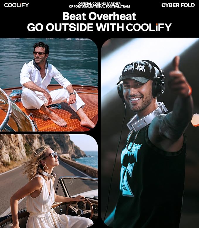 COOLiFY Cyber Fold AI Neck Air Conditioner, Ultimate Cooling Max Cooling Area Neck Fan, Adjustable Strong Wind Neck Cooler