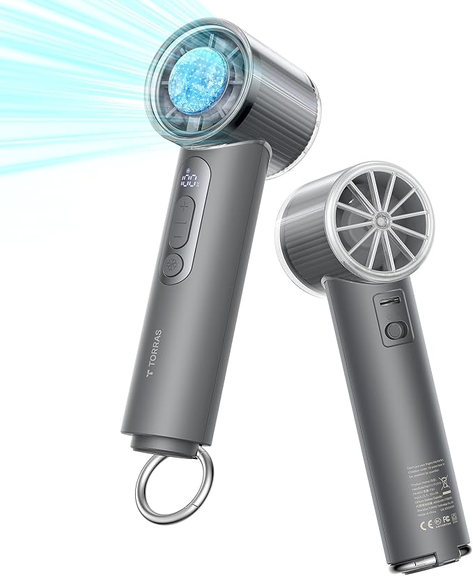 COOLiFY iva Go Handheld Fan with Ice Cooler, 0-100 Adjustable Speed, Super Mini Powerful Portable Fan 5000mAh Rechargeable