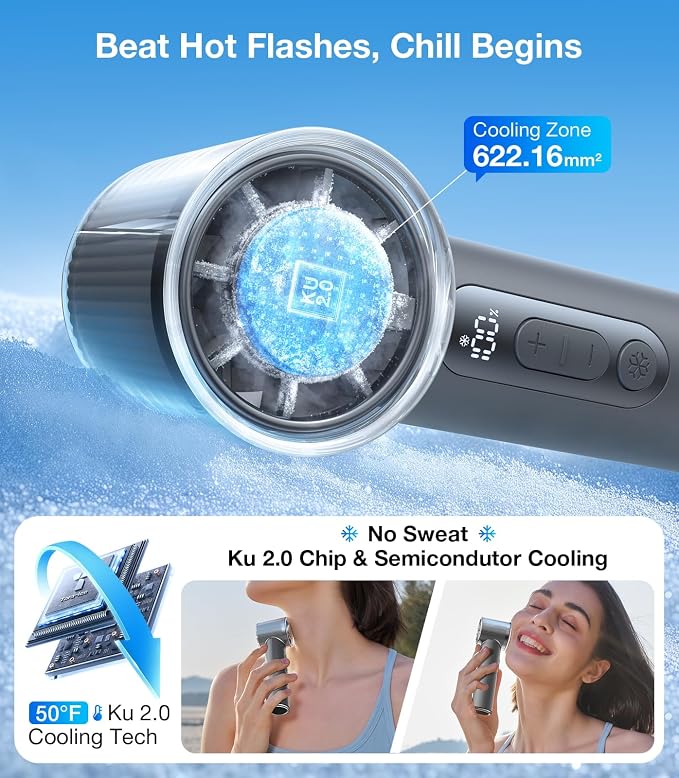 COOLiFY iva Go Handheld Fan with Ice Cooler, 0-100 Adjustable Speed, Super Mini Powerful Portable Fan 5000mAh Rechargeable