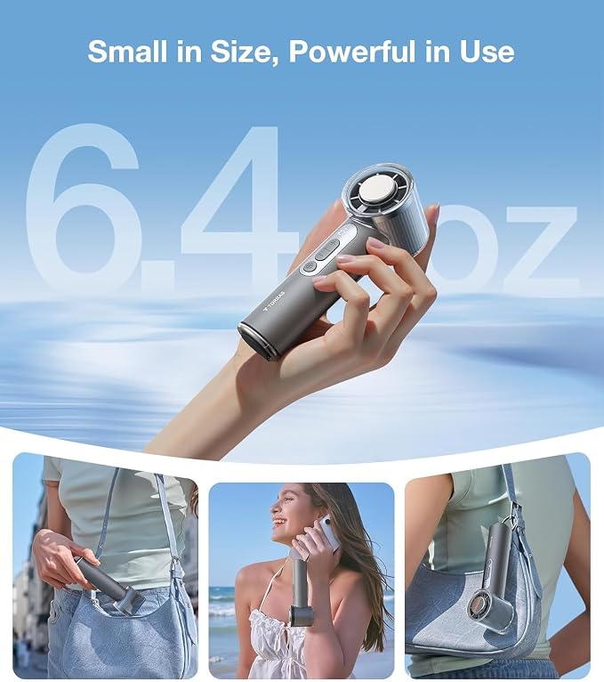 COOLiFY iva Go Handheld Fan with Ice Cooler, 0-100 Adjustable Speed, Super Mini Powerful Portable Fan 5000mAh Rechargeable