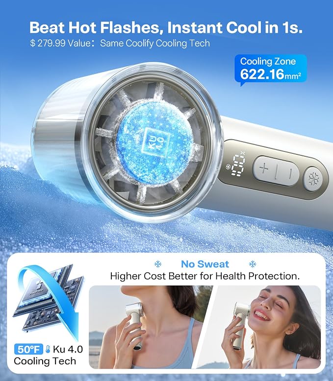 COOLiFY iva Handheld Fan with Ice Cooler, [Chill by 50F], 0-100 Adjustable Speed, alternate product view 3