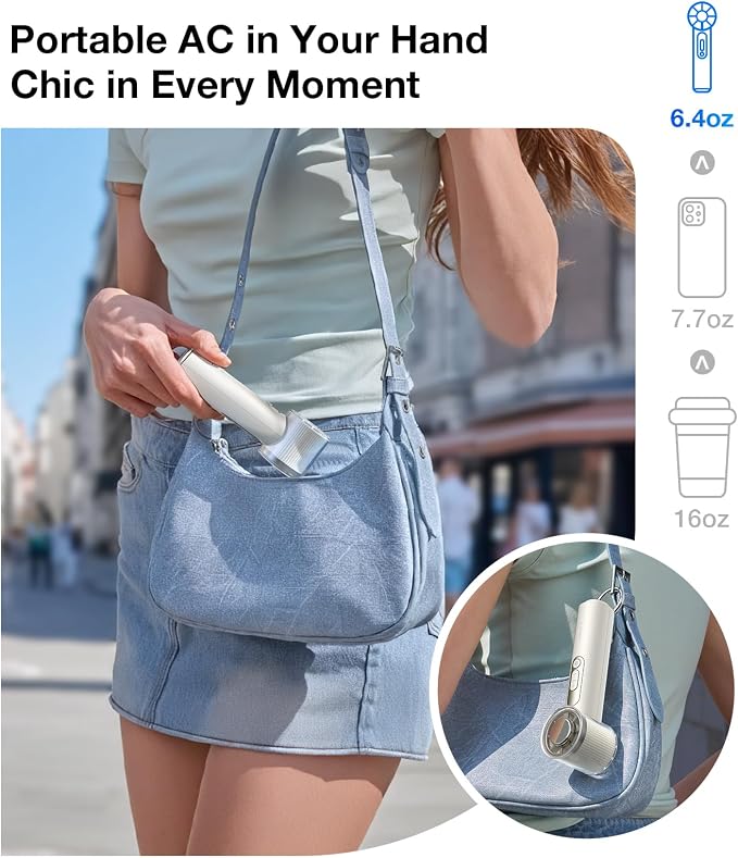 COOLiFY iva Handheld Fan with Ice Cooler, [Chill by 50F], 0-100 Adjustable Speed, alternate product view 6