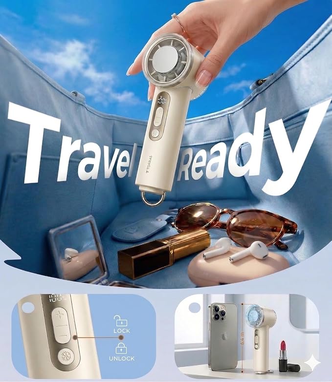 COOLiFY iva Handheld Fan with Ice Cooler, [Chill by 50F], 0-100 Adjustable Speed, alternate product view 9