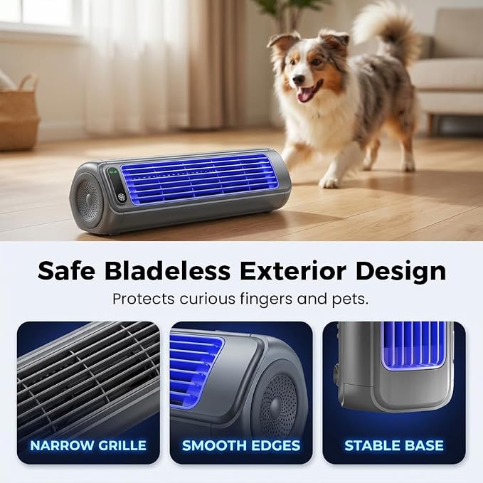 Cooling Fan LED Touch Screen Quiet with 3 Speeds, 2026 New Portable Air Conditioner Cooler Fan, USB-Compatible, Convenient