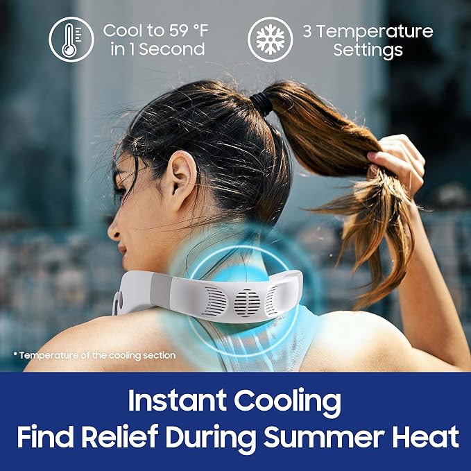 Cooling Neck Fan, 2-in-1 Neck Air Conditioner Portable Rechargeable, Wearable Personal Fan, 4400mAh Large Battery, Ergonomic