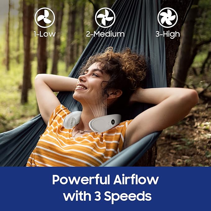 Cooling Neck Fan, 2-in-1 Neck Air Conditioner Portable Rechargeable, Wearable Personal Fan, 4400mAh Large Battery, Ergonomic