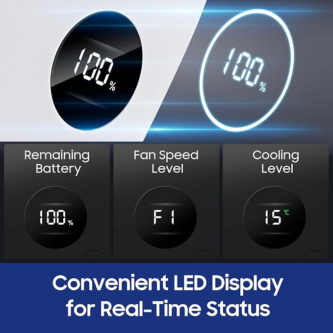 Cooling Neck Fan, 2-in-1 Neck Air Conditioner Portable Rechargeable, Wearable Personal Fan, 4400mAh Large Battery, Ergonomic