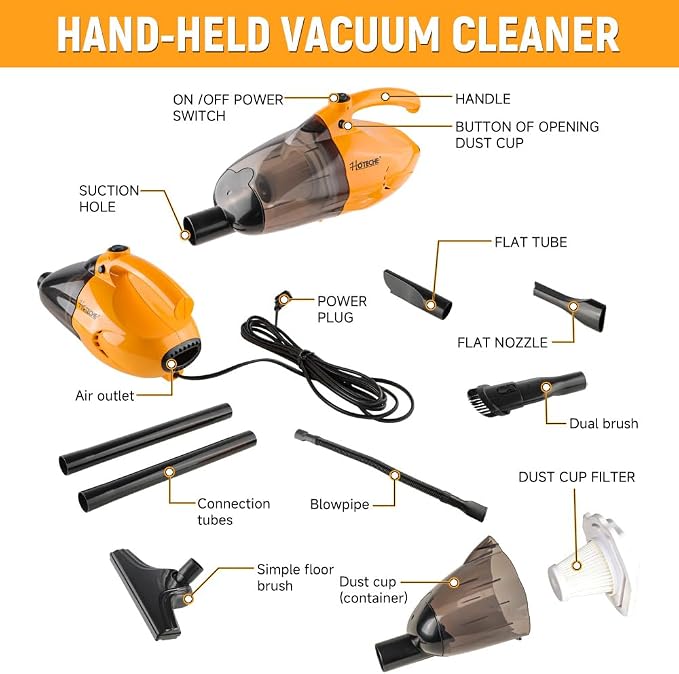Corded Stick Vacuum Cleaner, 15KPa Suction Power, 0.8L Dirt Capacity, High-Efficiency Electric Broom for Home & Office