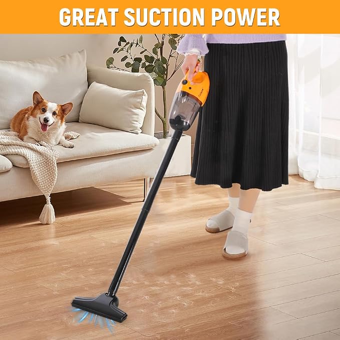 Corded Stick Vacuum Cleaner, 15KPa Suction Power, 0.8L Dirt Capacity, High-Efficiency Electric Broom for Home & Office