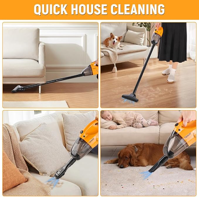 Corded Stick Vacuum Cleaner, 15KPa Suction Power, 0.8L Dirt Capacity, High-Efficiency Electric Broom for Home & Office