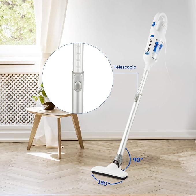 Corded Stick Vacuum Cleaner 2 in 1 Ultra-Lightweight 14Kpa Power Suction Handheld Vacuum Cleaner with Washable HEPA Filter