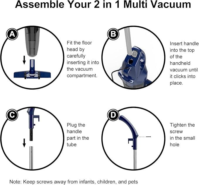 Corded Stick Vacuum Cleaner, 3-in-1 Detachable to Handheld with 180°Left-Right Steering, alternate product view 8