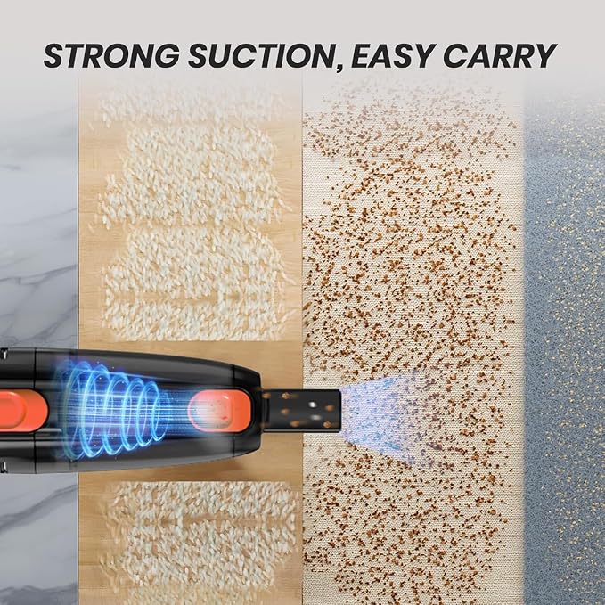 Corded Stick Vacuum Cleaner, Powerful Suction Handheld Vacuum with One-Click Dust Disposal, 3-in-1 Use for Hard Floor